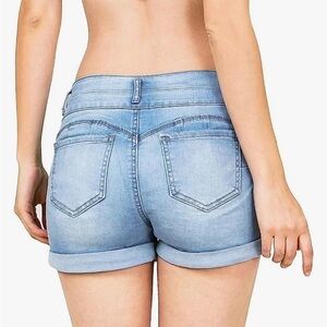 Wax Jean Butt I Love You Push Up Denim Shorts S Light Wash Cuffed Coquette Retro